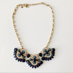 J. Crew Factory Navy Blue Gold Statement Necklace
